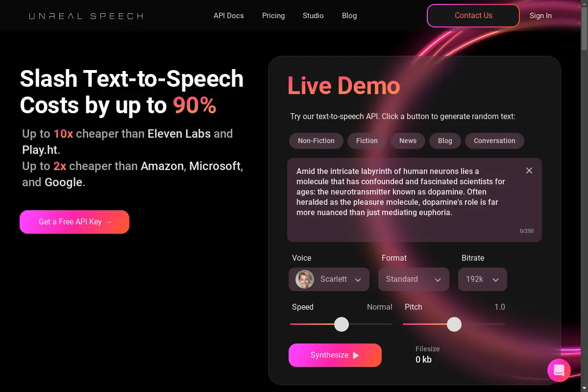 Unreal Speech: Text-to-Speech-API für Skalierung